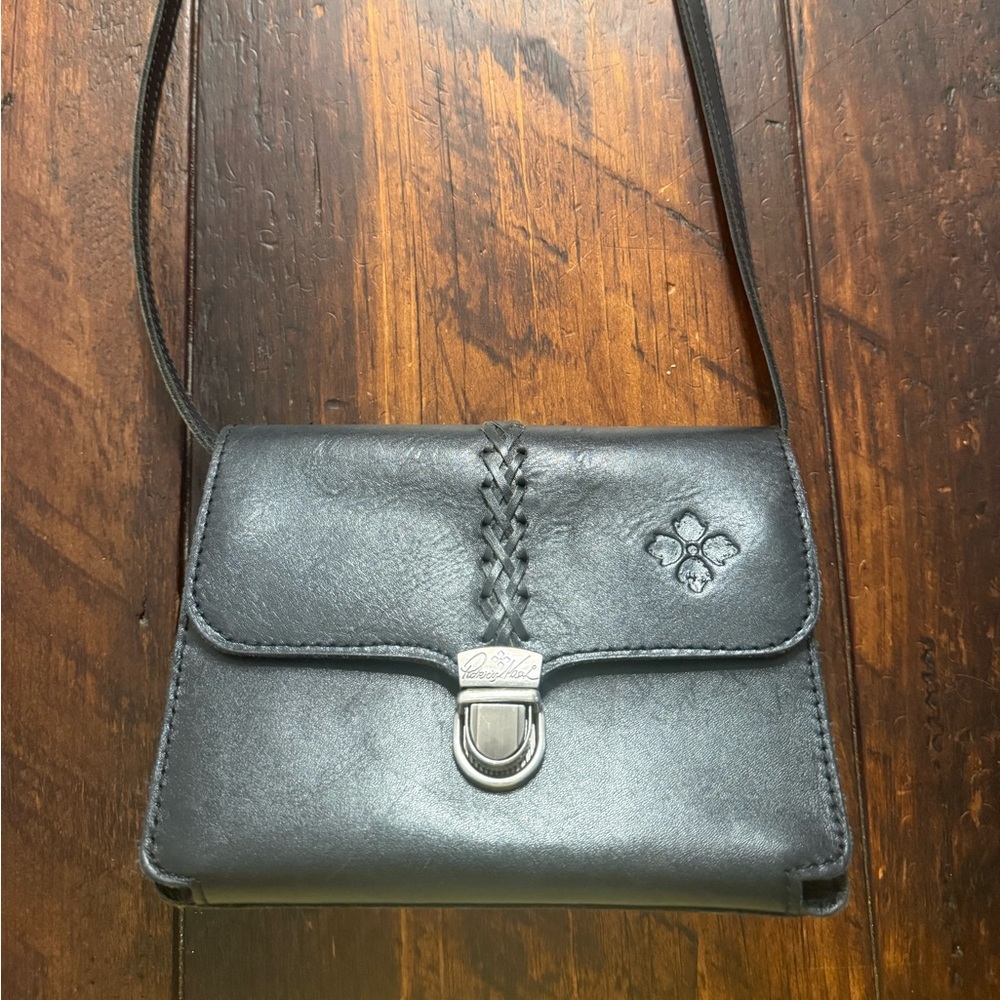 Patricia Nash Black Leather Crossbody Bag with Braided Accent